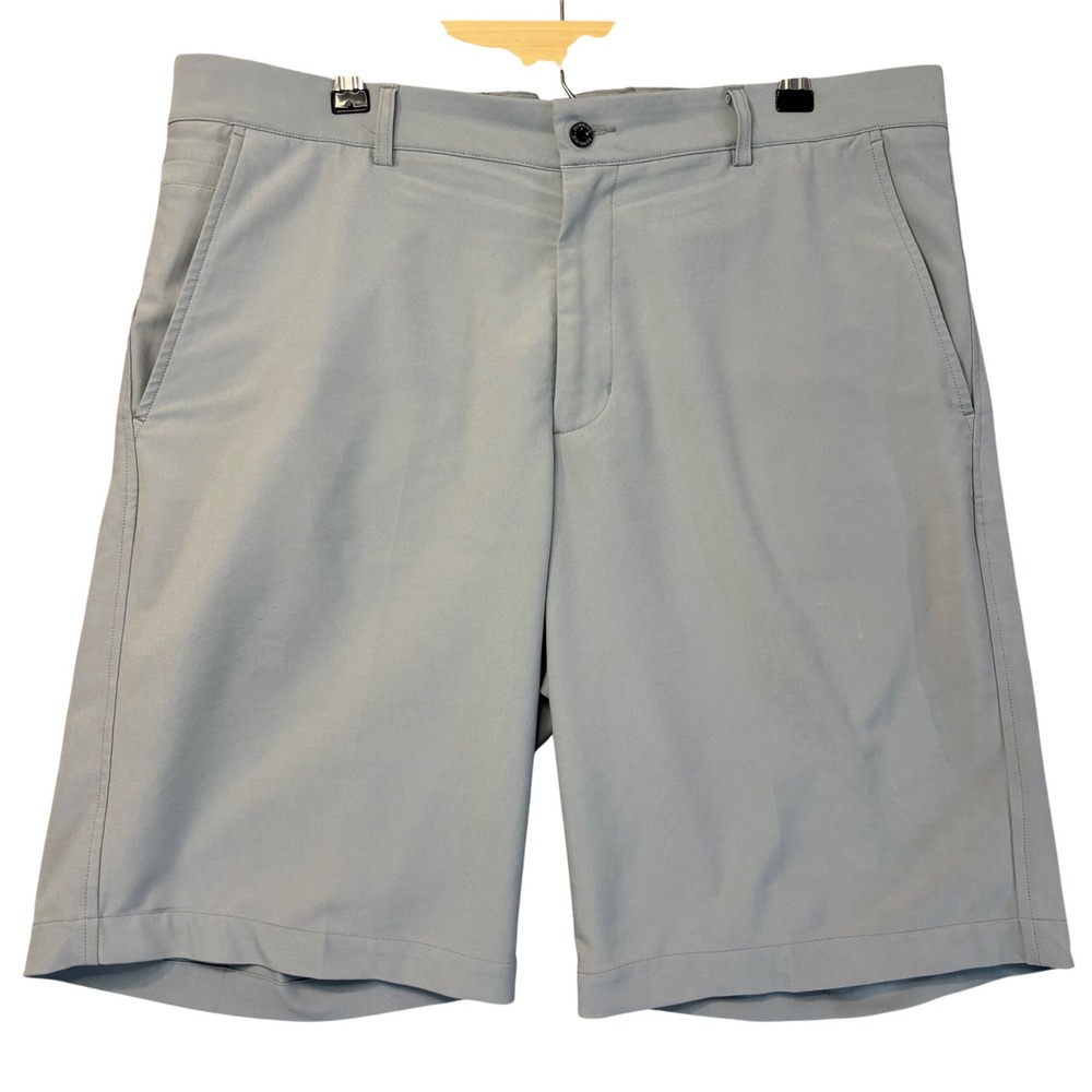 Dunning Mens Golf Shorts Grey Flat Front Performance Technical Wicking Size 34